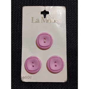 La Mode Vintage Pink Buttons Size 28 3/4 Inch Round 2-Hole 3 Count Japan 25013